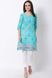 Mint Green Cotton Straight Kurta image number 0