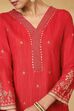 Red Viscose Rayon Straight Printed Kurta Pants Set image number 1