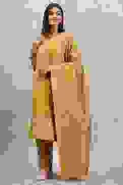 Yellow Polyester Yarndyed Straight Suit Set image number 3