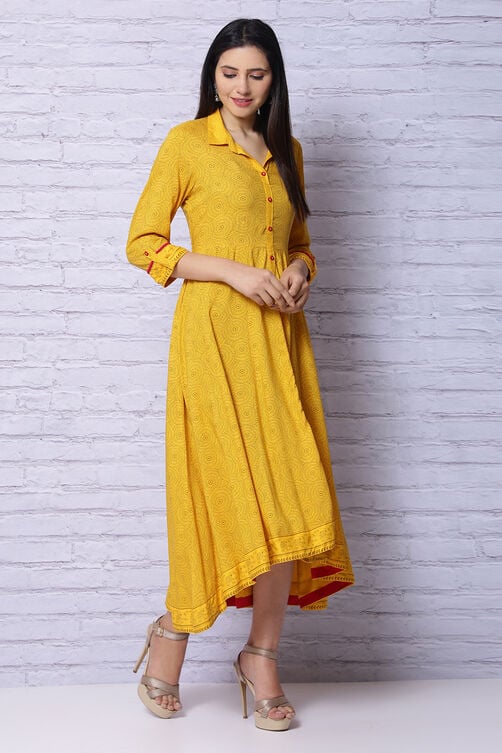 Mustard Viscose Rayon Dress image number 5