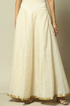 Gold Polyester Flared Solid Skirt image number 3