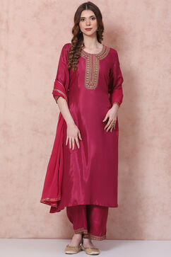 Wine Viscose A Line Suit Set image number 0