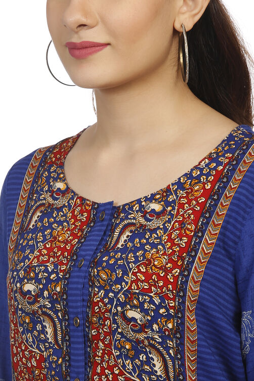 Blue Straight Viscose Kurta image number 1