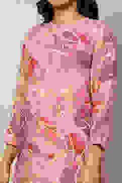 Pink Floral Printed Straight Co-ord Set image number 1