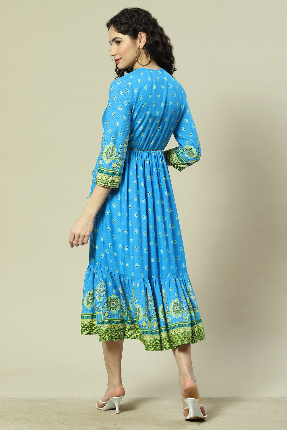 Blue LIVA Tiered Dress image number 4