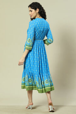 Blue LIVA Tiered Dress image number 4