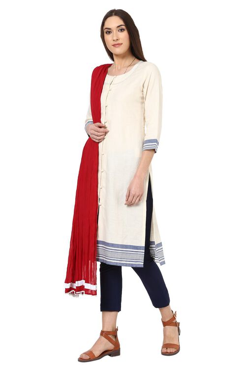 Red Cotton Stole image number 3