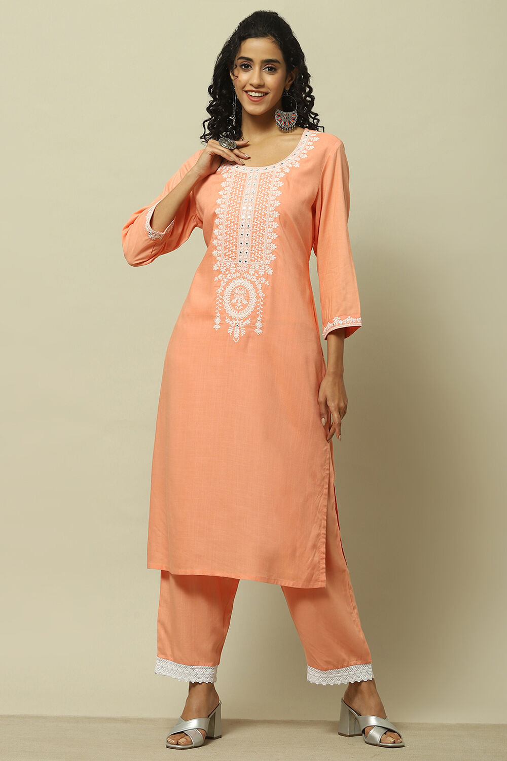 Coral Solid Straight Fit Palazzo image number 0
