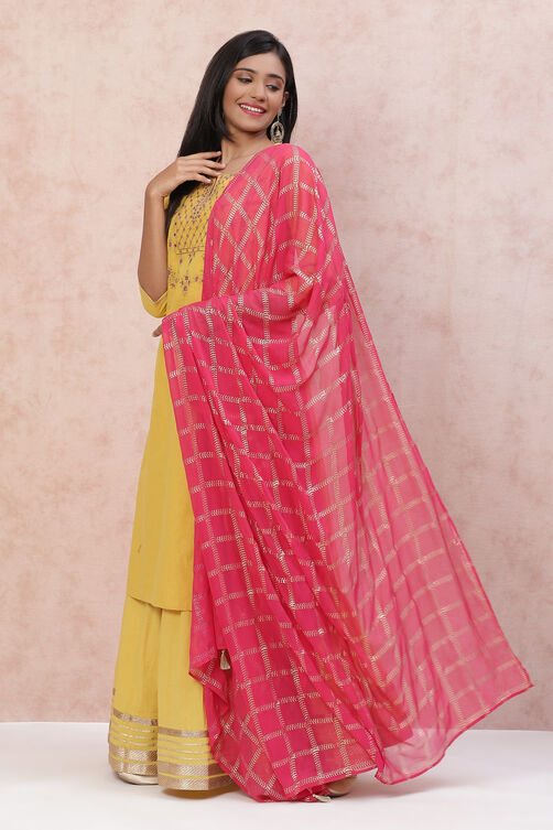 Fuchsia Art Silk Georgette Dupatta image number 0