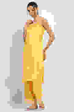 Mustard Yellow Printed Front-Open Kurta image number 6