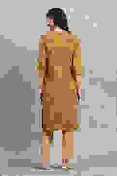 Yellow Viscose Blend Printed Straight Kurta image number 3