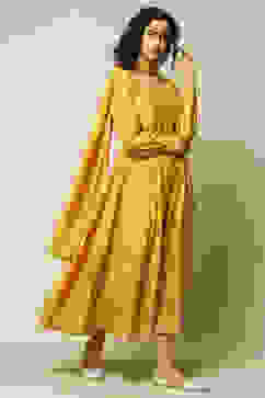 Mustard Viscose Straight Printed Dress image number 5