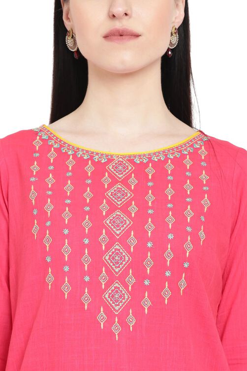 Coral Cotton Straight Kurta image number 1