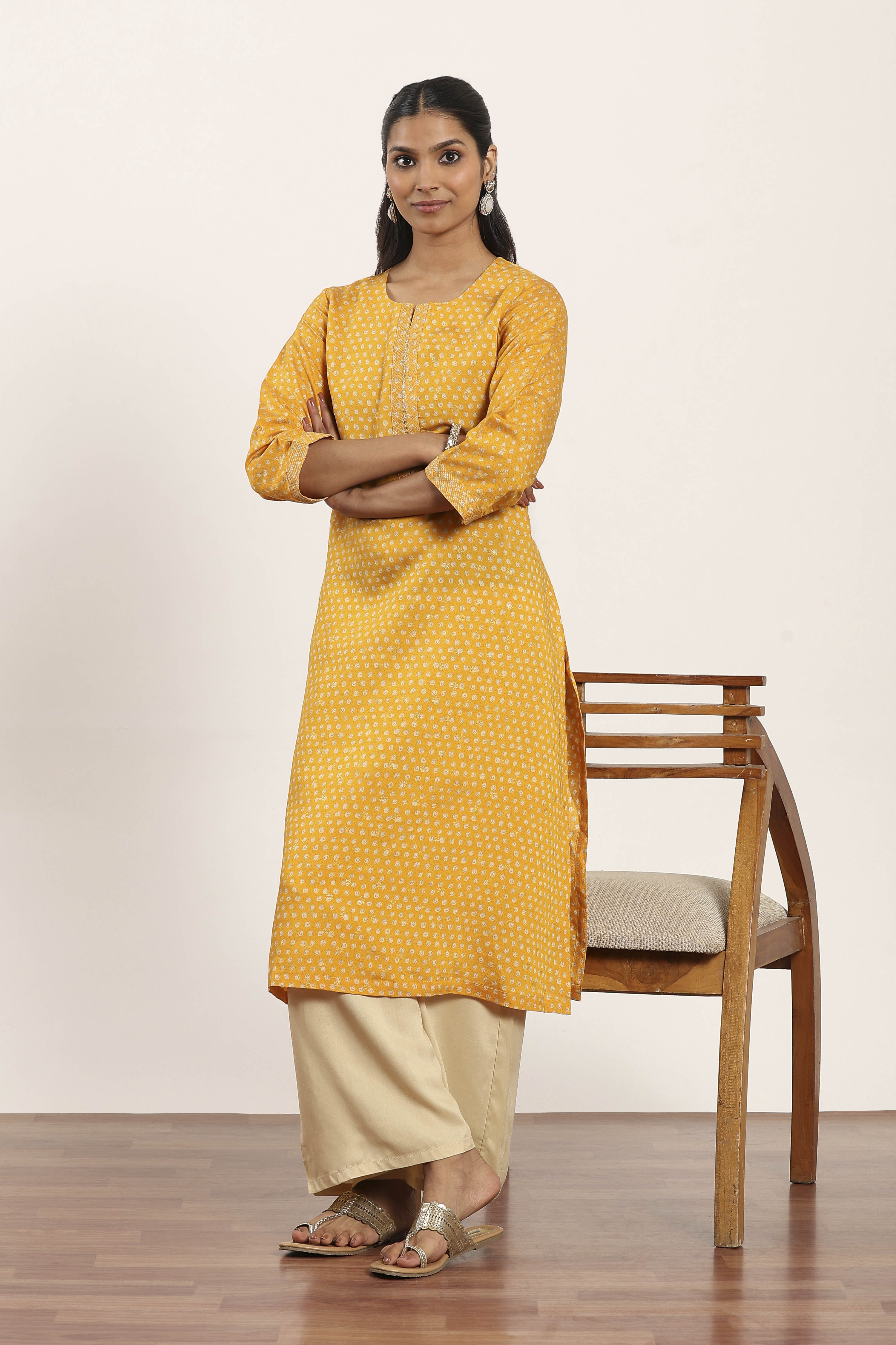 Yellow Viscose Rayon Straight Kurta Pants Set image number 0