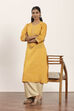 Yellow Viscose Rayon Straight Kurta Pants Set image number 0