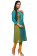 Green Straight Poly Cotton Kurta image number 3