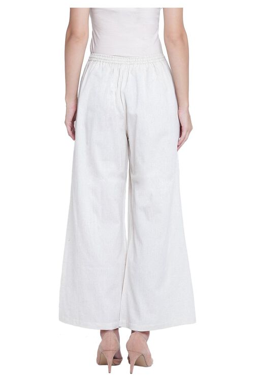Rangriti Ivory Cotton Flex Palazzo image number 4