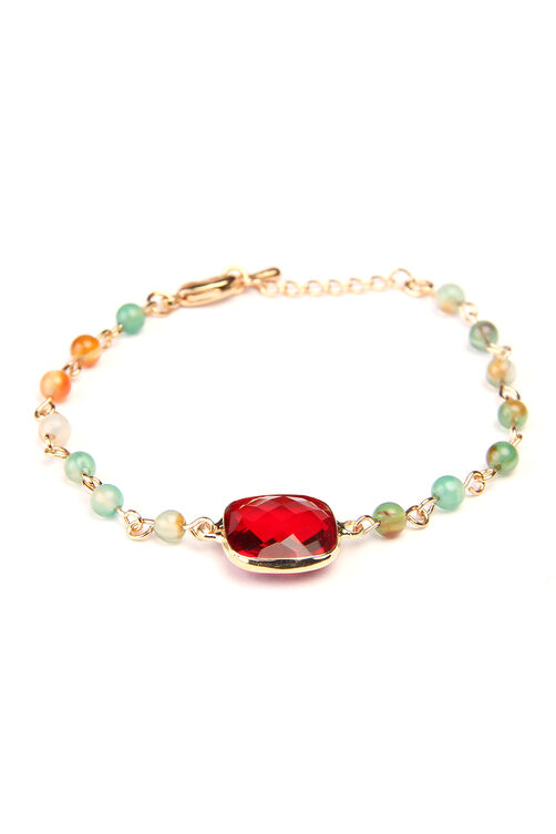 Multicolor Glass Faceted Beads Bracelet image number 1