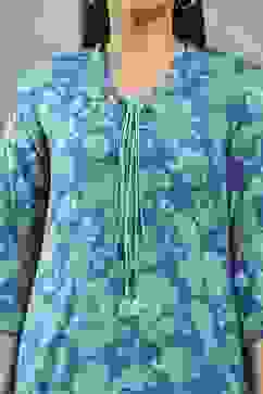 Green Viscose Straight Kurta Pants Set image number 1