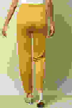 Mustard Acrylic Regular Solid Legging image number 5