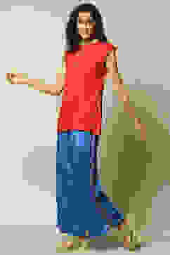 Coblt Blue LIVA Flared Printed Palazzo image number 5