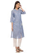 Blue Straight Cotton Kurta image number 3
