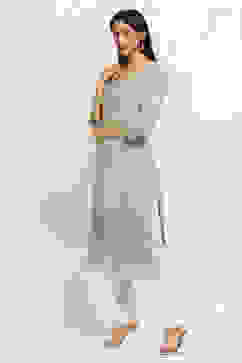 Sage Green Printed Straight Kurta image number 2