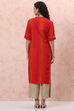 Red Art Silk Straight Kurta image number 4