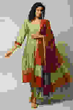 Ecru Viscose Straight Printed Kurta Palazzo Suit Set image number 0