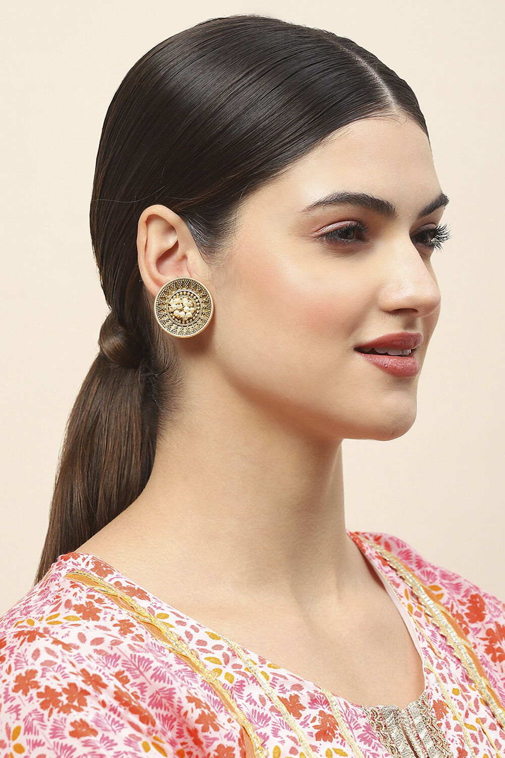 Gold Oxidised Alloy Earrings image number 3