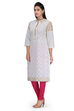 Off White Cotton Straight Kurta image number 2