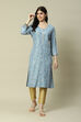 Blue Viscose Straight Printed Kurta image number 5