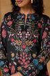 Black Floral Printed Straight Kurta Set image number 1