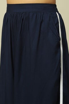 Indigo Viscose Woven Straight Kurta Suit Set image number 2