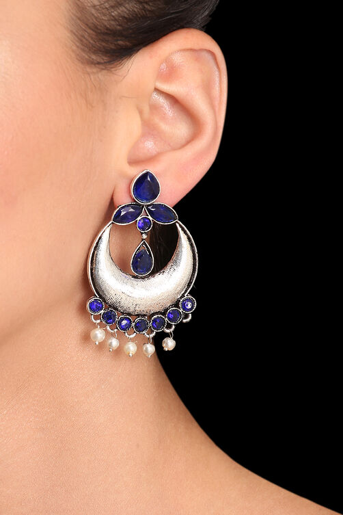 Blue Metal Brass Earrings image number 0