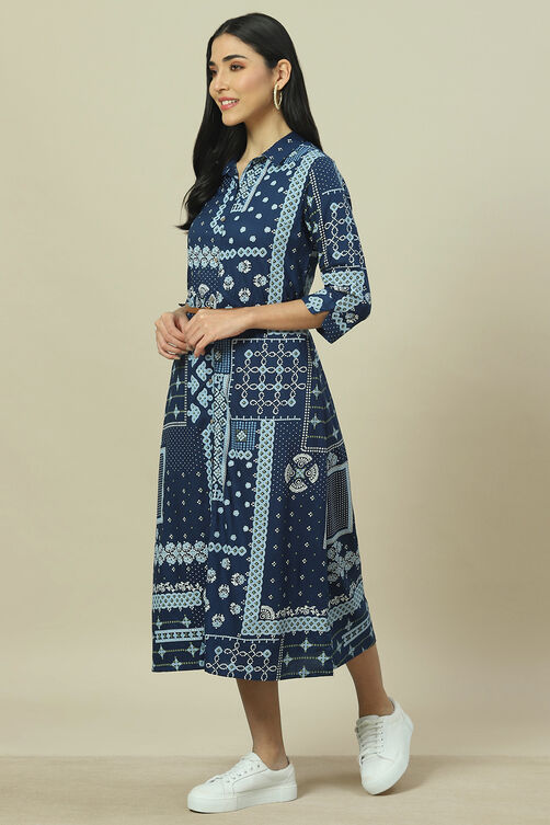 Indigo LIVA Straight Dress image number 2