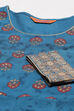 Petrol Blue LIVA Kalidar Kurta Dress image number 1