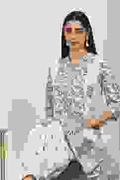 Blue Cotton Blend Cotton Flex Kurta Pants Set image number 6