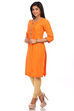 Orange Cotton Straight Kurta image number 4