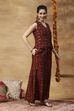 Red Viscose Blend Regular Printed Top Palazzo Set image number 4