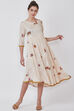 Off White Viscose Rayon Kalidar Dress image number 2