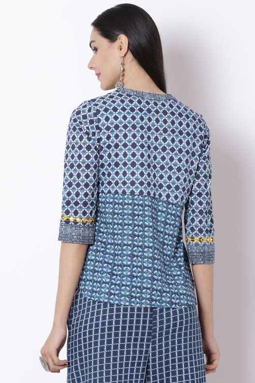 Indigo Cotton Flared Indie Top image number 5