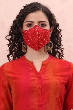 Red Art Silk Face Mask image number 0
