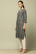 Black Rayon Printed Straight Kurta image number 2