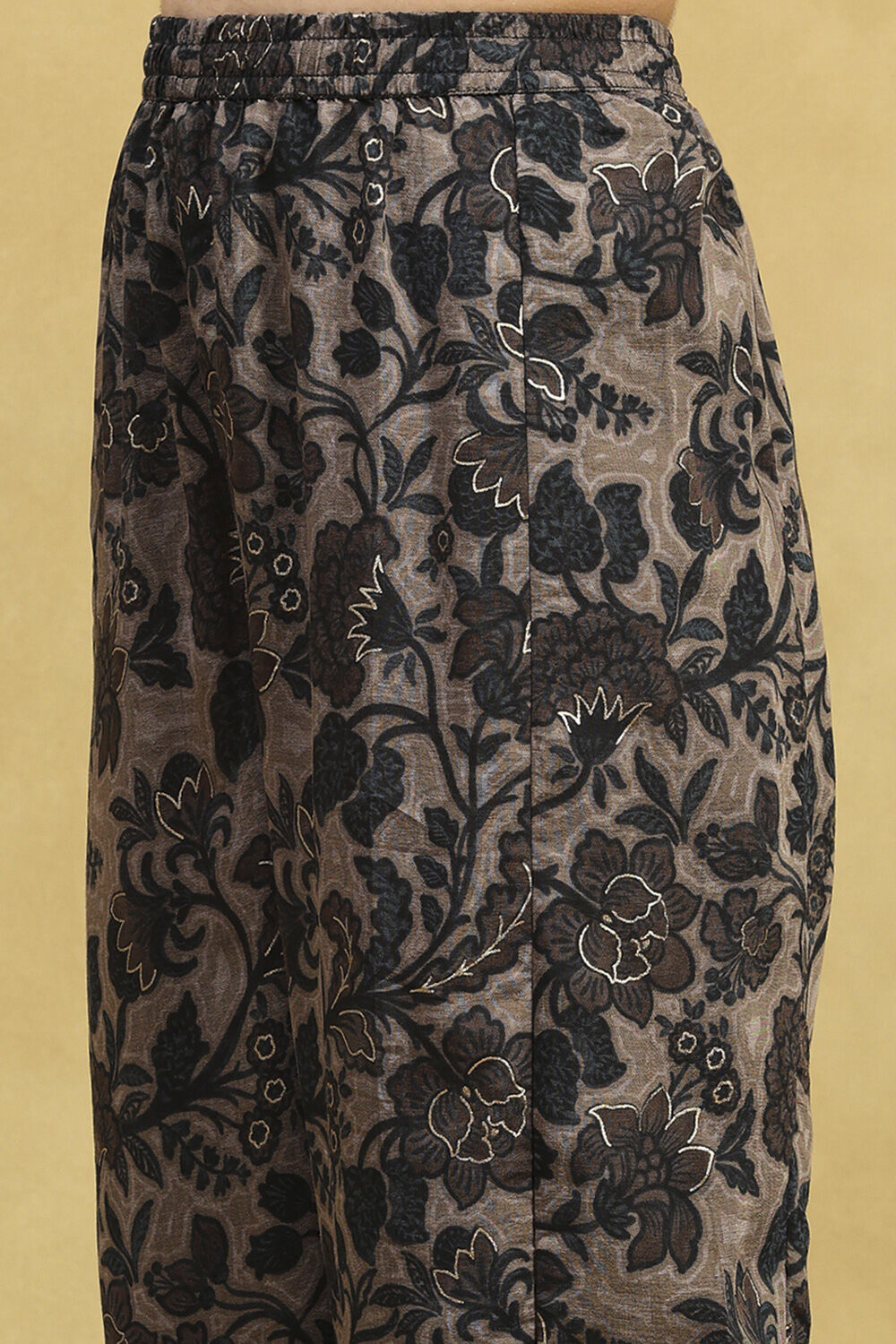 Blue Viscose Blend Printed Gathered Kurta Pants Set image number 2