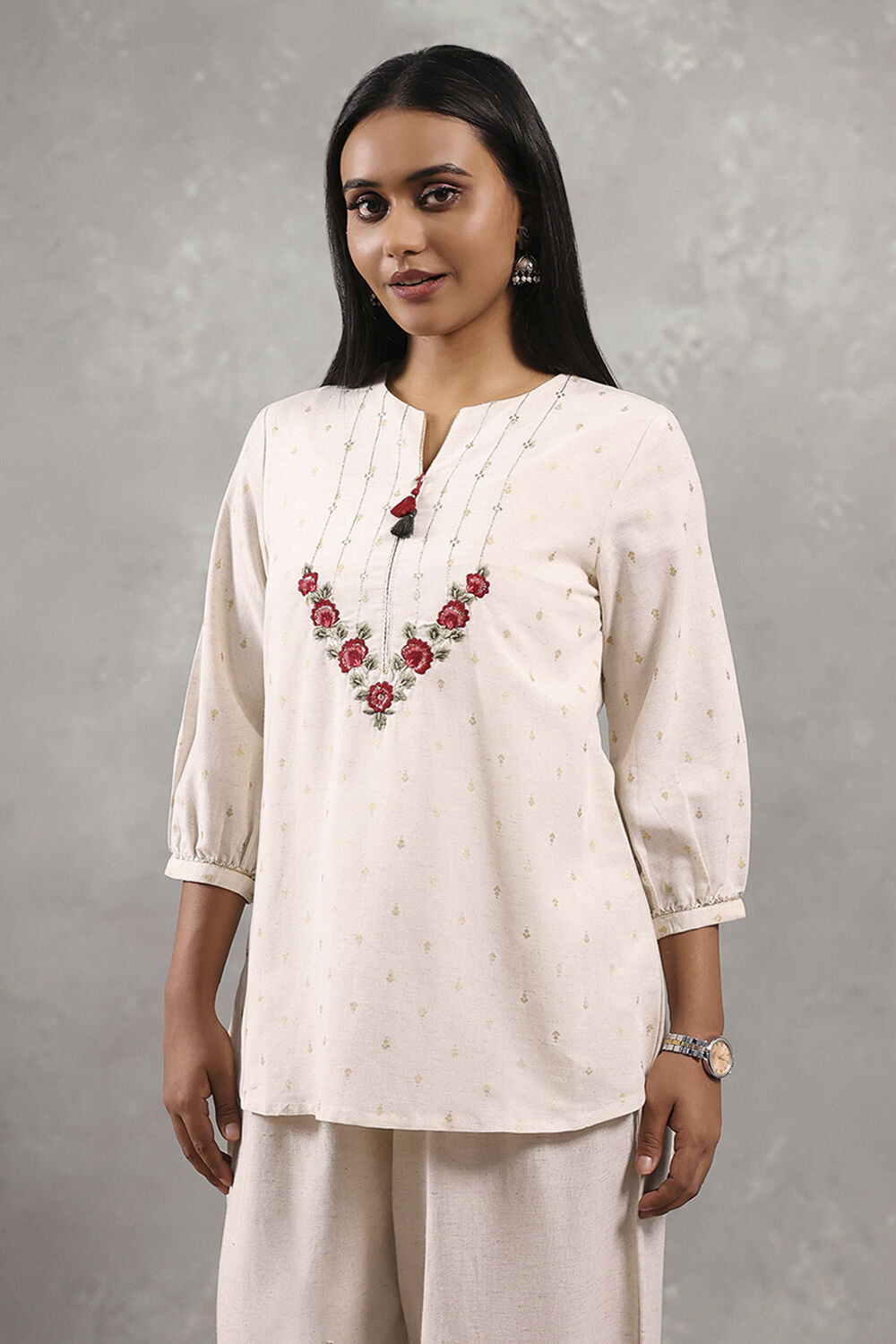 Natural Viscose Printed Straight Top image number 2