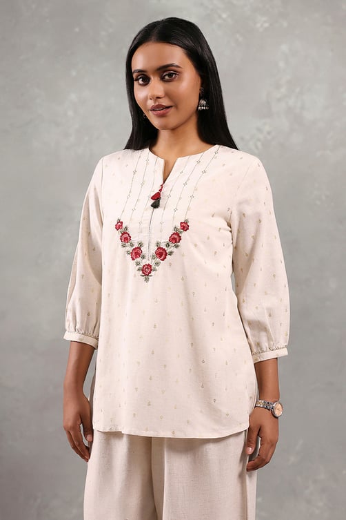 Natural Viscose Printed Straight Top image number 2