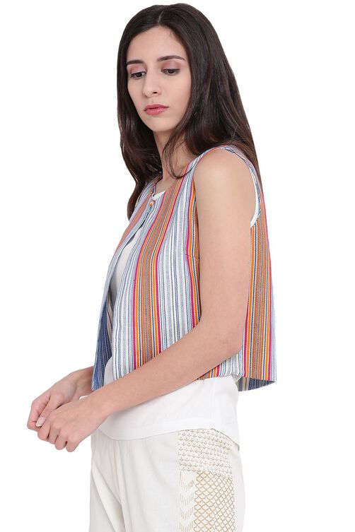 Ecru Cotton Reversible Koti Jacket image number 2