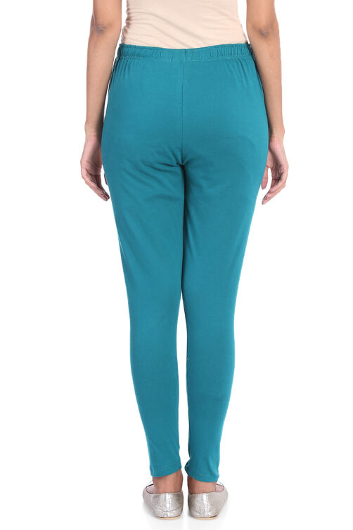 Teal Green Cotton Leggings image number 4