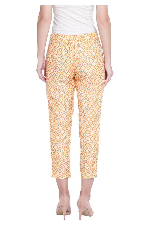Orange Polyester Slim Pants image number 3